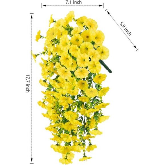 2 PCS Artificial Hanging Flowers Fake Plants Outdoor, Silk Morning Glory - Picture 2 of 8